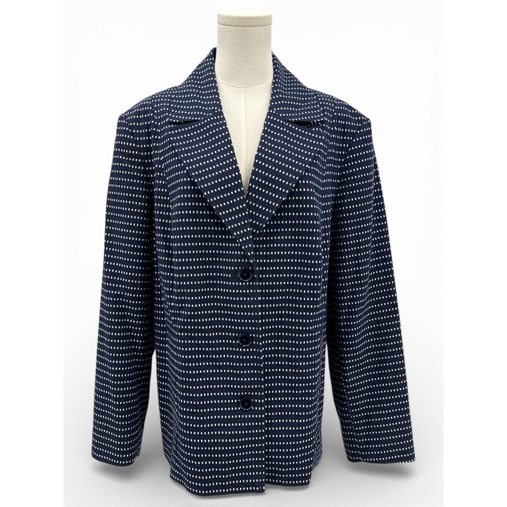Rafaella Womens 22W Navy Blue Cotton Blazer Jacket Lined Career Plus Size Office
